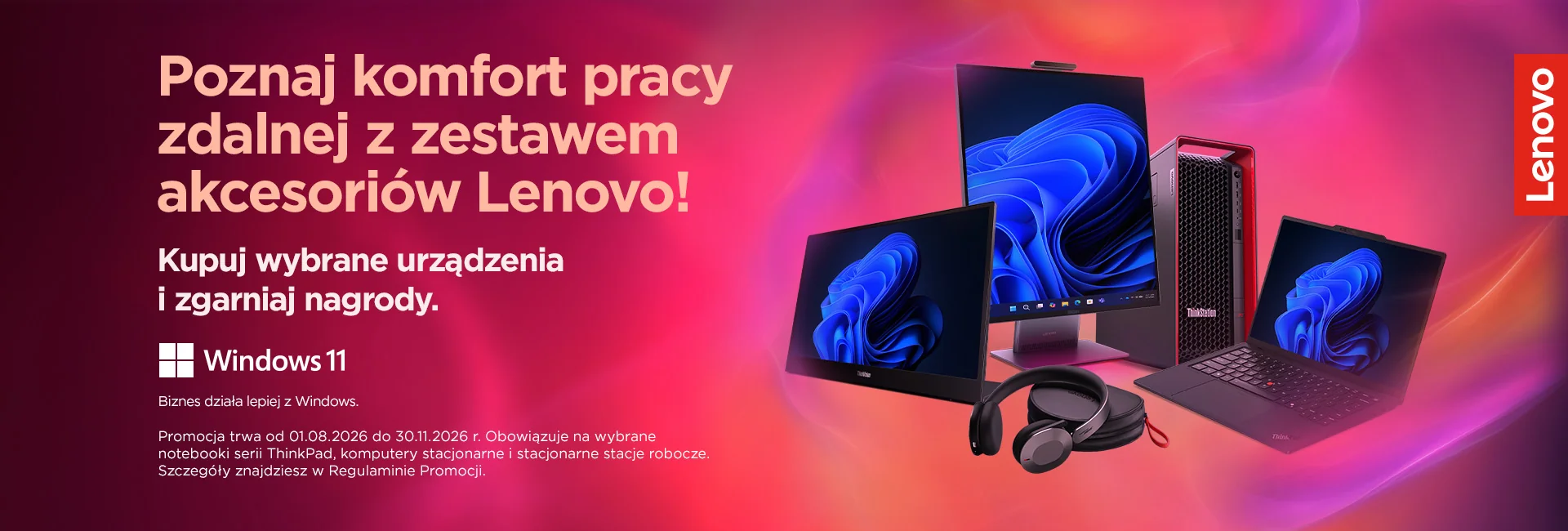 Poznaj komfort pracy zdalnej z zestawem akcesoriów Lenovo